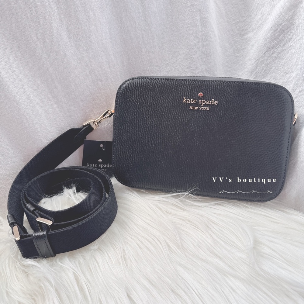 NWT Kate Spade Madison Saffiano Leather Mini Camera Crossbody Bag Black KC584 - Picture 4 of 9